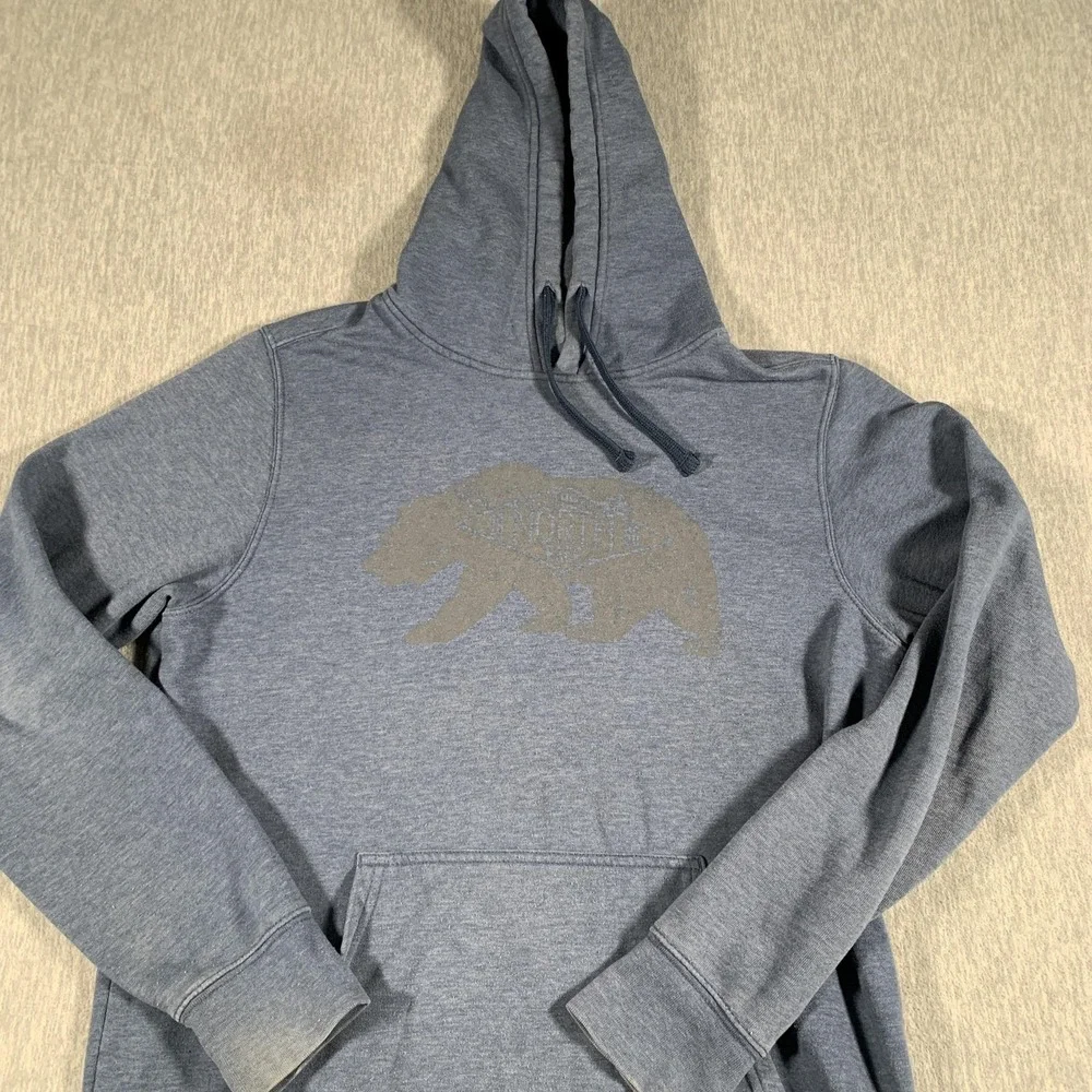 The‎ North Face Hoodie Mens Medium Blue Bear Graphic Fleece Pullover Sweatshirt